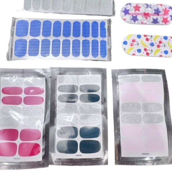 Lot of 5 Press On Nail Packs (Essie) + 2 Nail Boards NEW Gift Nail Set Colorful - Picture 2 of 5